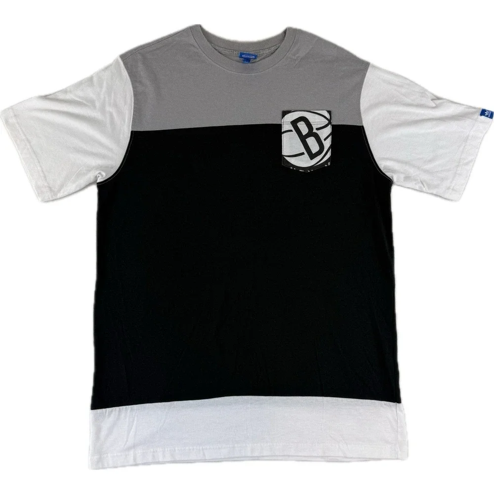 Adidas NBA Brooklyn Nets Mens Size Large Pocket Tee T-Shirt Basketball 3 Stripes